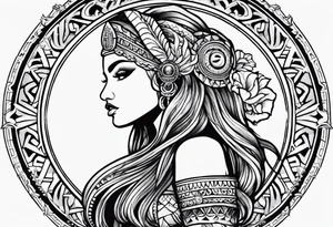 Zodiac Aztec mermaid tattoo idea
