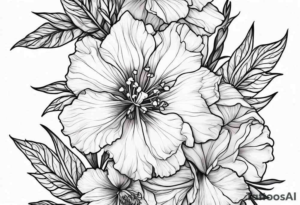 Larkspur flowers and carnation flowers tattoo idea