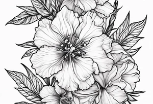 Larkspur flowers and carnation flowers tattoo idea