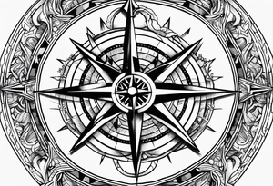 Fire Navy ships Compass tattoo idea