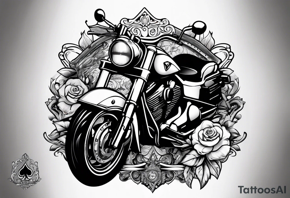 playing cards money motorcycle tattoo idea