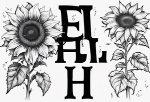 combining the letters E and H with a sunflower image tattoo idea