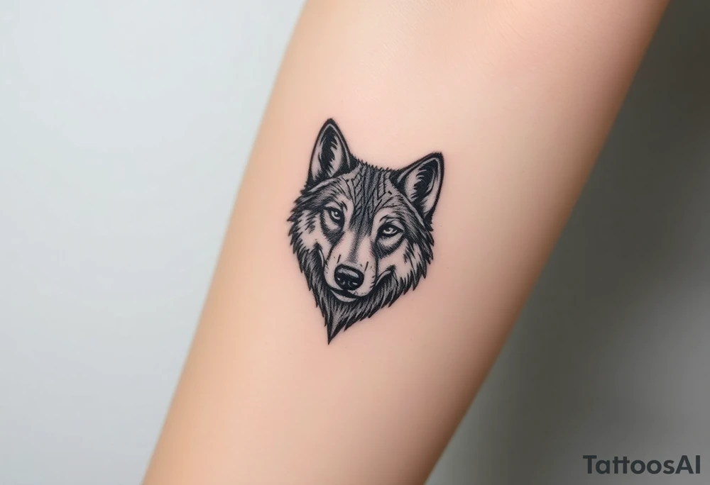 wolf head looking straight forward tattoo idea