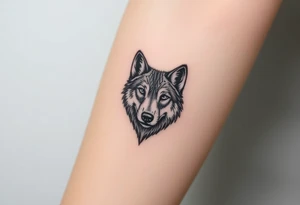 wolf head looking straight forward tattoo idea