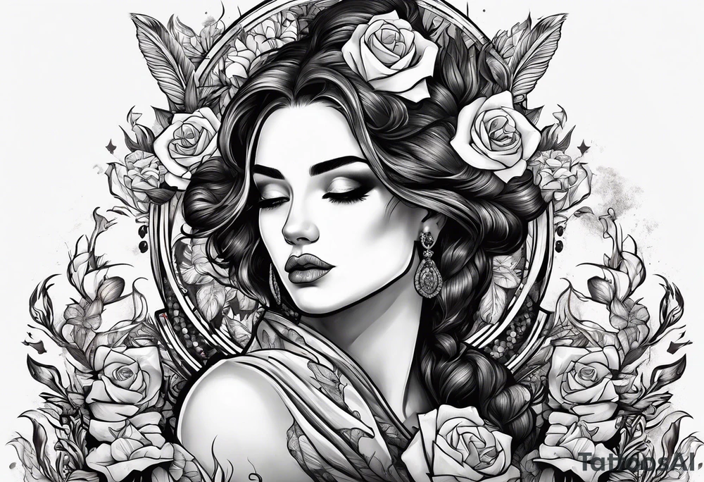 Ugl. Woman waking from her grave as a new beautiful woman tattoo idea