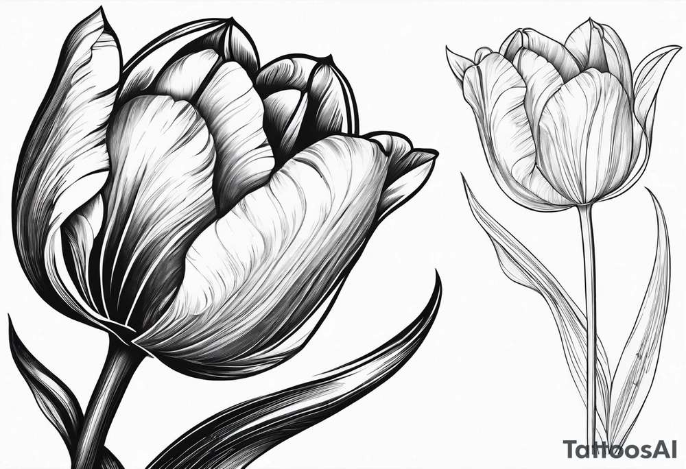 Tulip flower with music note on the stem tattoo idea