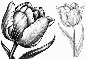 Tulip flower with music note on the stem tattoo idea