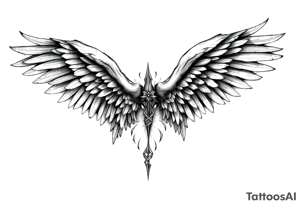 Realistic angelwings on a back tattoo idea