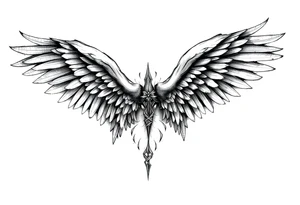 Realistic angelwings on a back tattoo idea