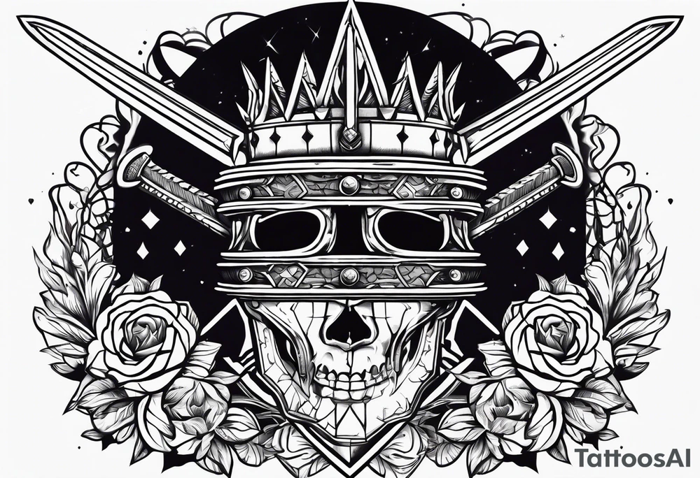 Sword, crown, distance love, science tattoo idea
