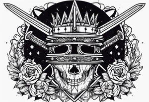 Sword, crown, distance love, science tattoo idea