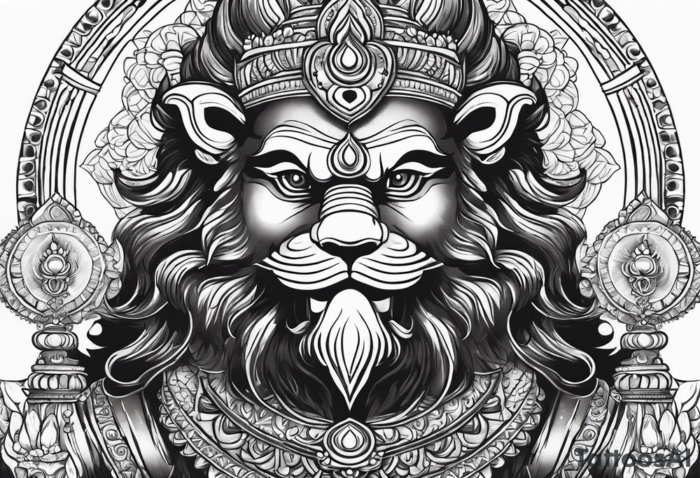 Narasimha holding God laxmi tattoo idea