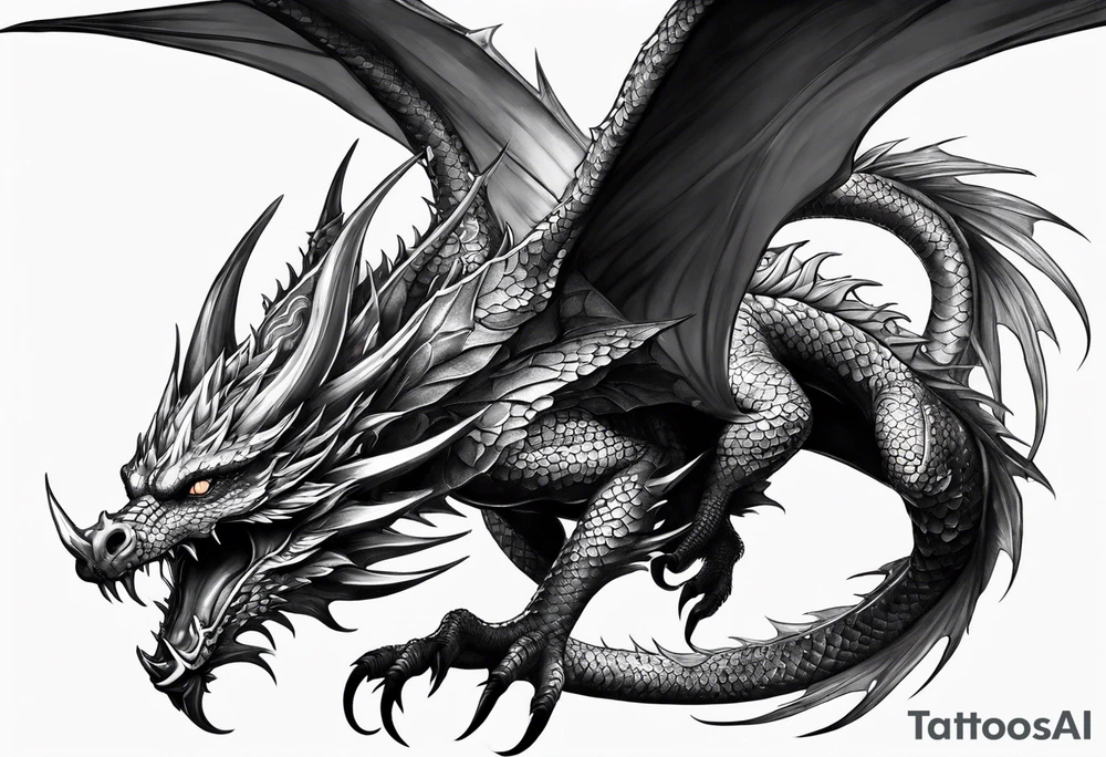 fairy wearing dragon armor and a dragon  flying tattoo idea