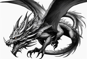 fairy wearing dragon armor and a dragon  flying tattoo idea
