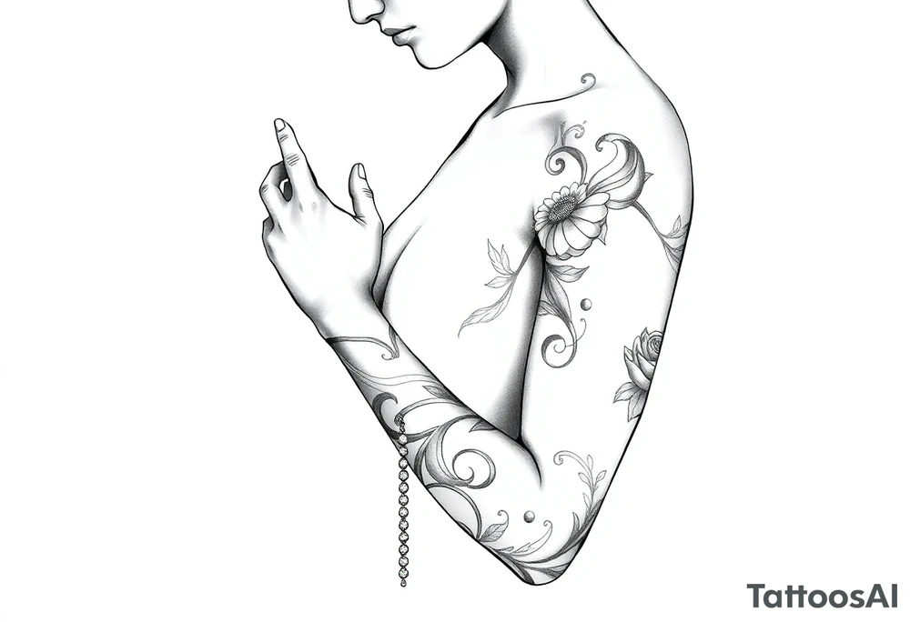 Woman praying with rosary tattoo tattoo idea