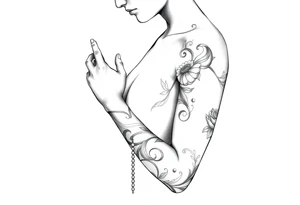 Woman praying with rosary tattoo tattoo idea