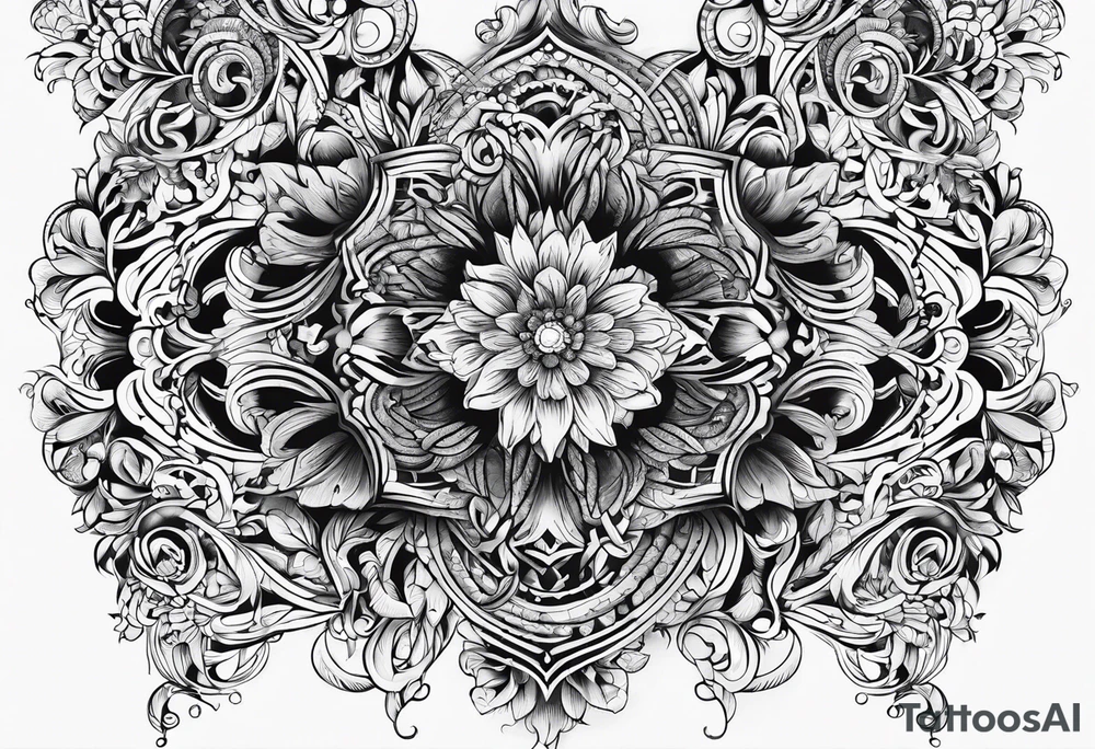 Filagree leg tattoo negative tattoo idea