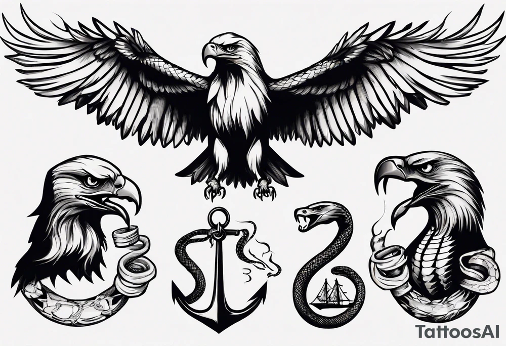 An eagle fights with a snake tattoo idea