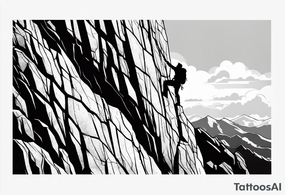 create a tattoo of a naked man climbing a cliff tattoo idea