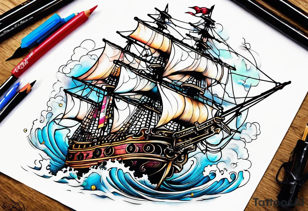 Pirate ship tattoo idea