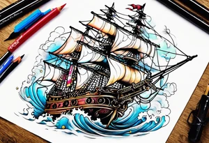 Pirate ship tattoo idea