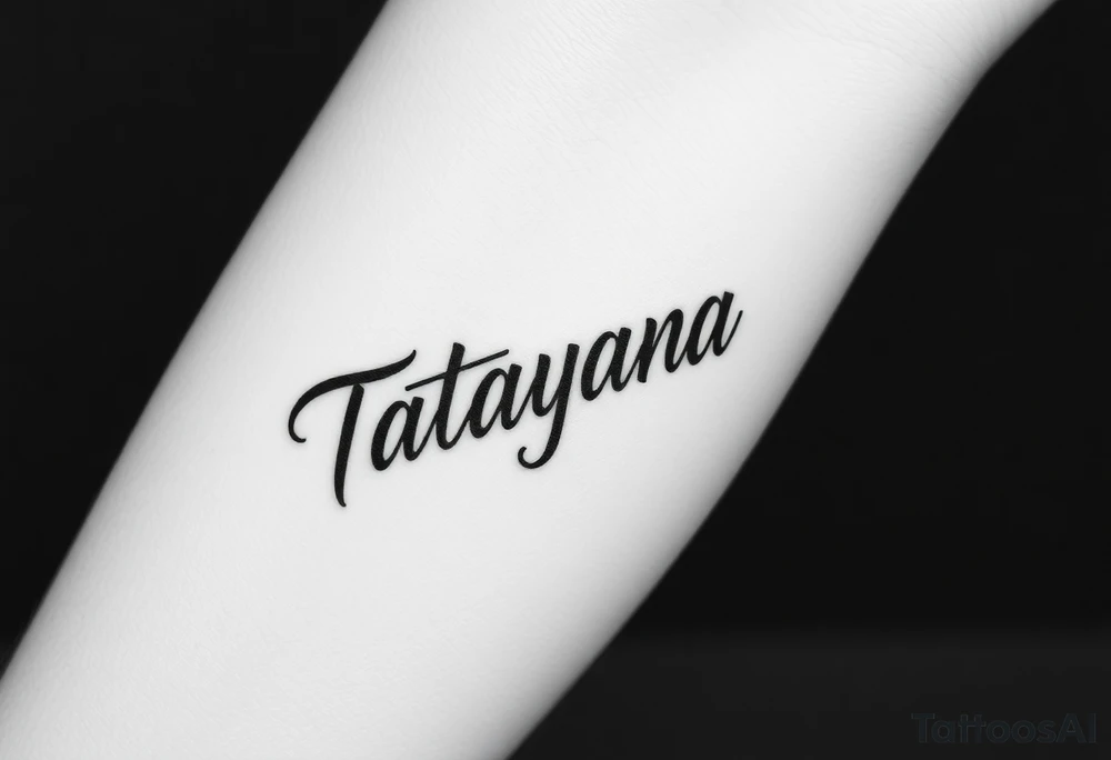 Tattoo for a man that says the name “Tatayana” tattoo idea