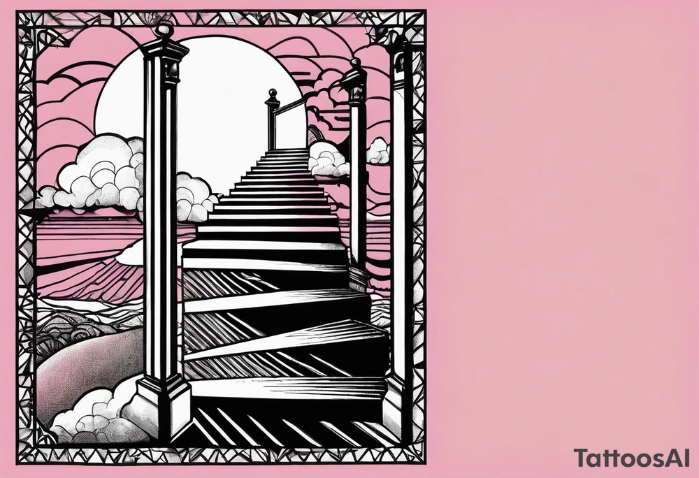 Led Zeppelin stairway to heaven with Pink Floyd setting tattoo idea