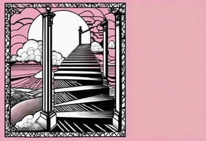 Led Zeppelin stairway to heaven with Pink Floyd setting tattoo idea