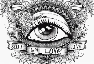 Small tattoo of a quote about self love in cursive only words tattoo idea