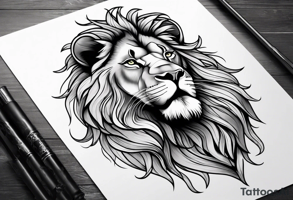 lion tattoo and popular background tattoo idea