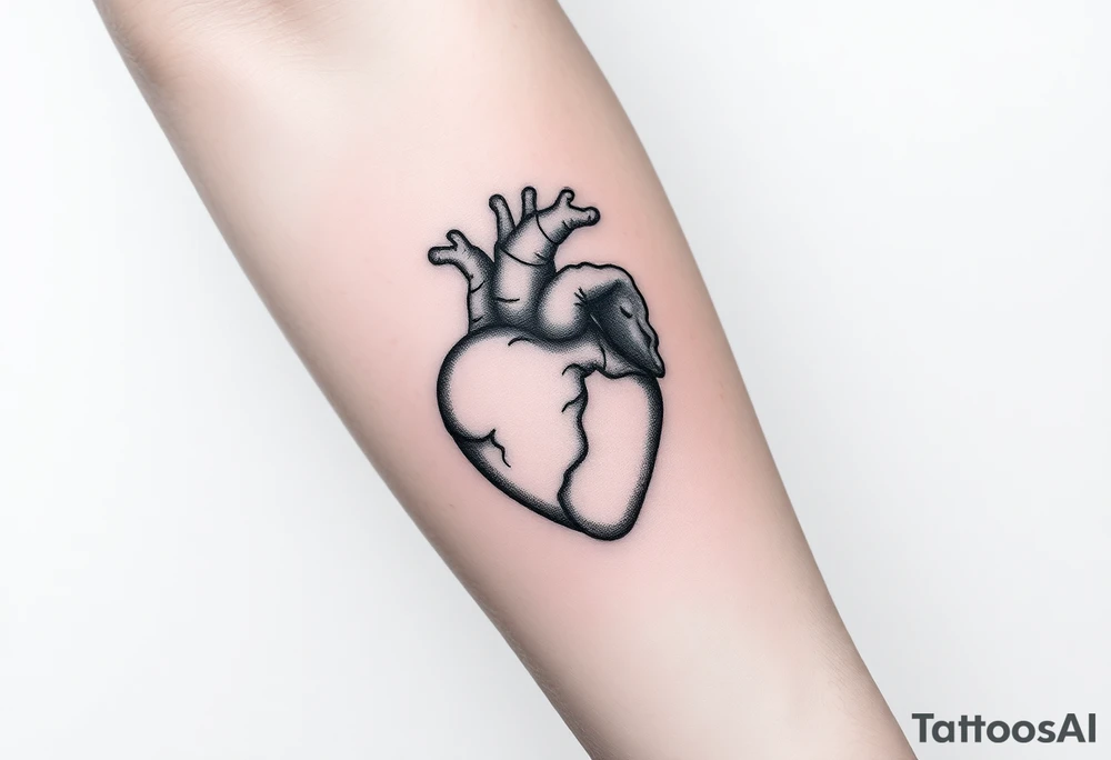 Heart and moon combination tattoo idea