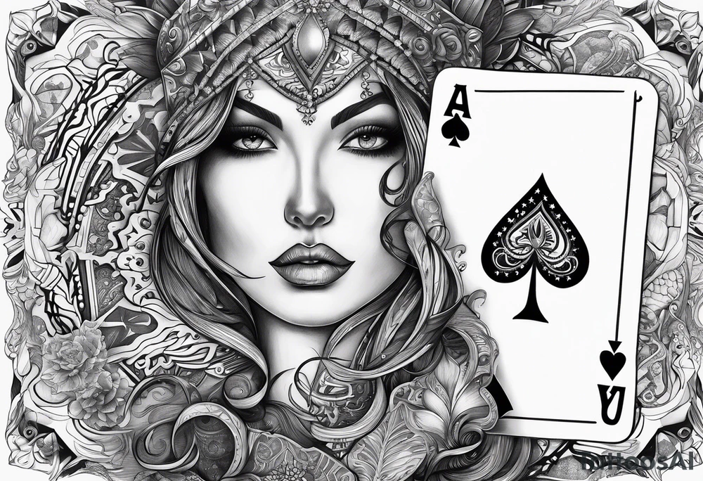 “Timafer” words with deck of cards and magic tattoo idea