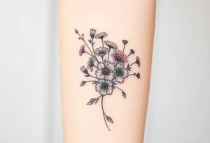 Wild flowers clustered together tattoo idea