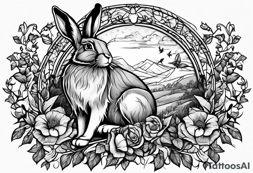 hare, ivy
Show as a band for around an arm tattoo idea