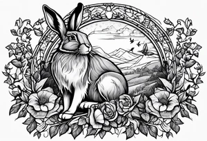 hare, ivy
Show as a band for around an arm tattoo idea