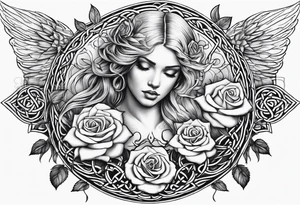 Rose Celtic angel tattoo idea
