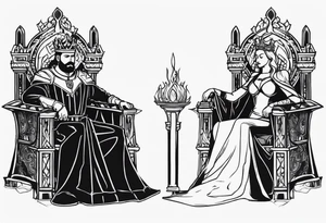 king and queen on thrones tattoo idea