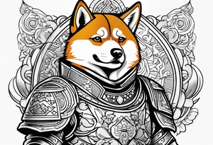 Shiba inu  japanese warrior armor tattoo idea