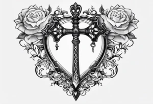 Keyblade, with a banner wrapping around the blade saying, “May your heart be your guiding key” tattoo idea