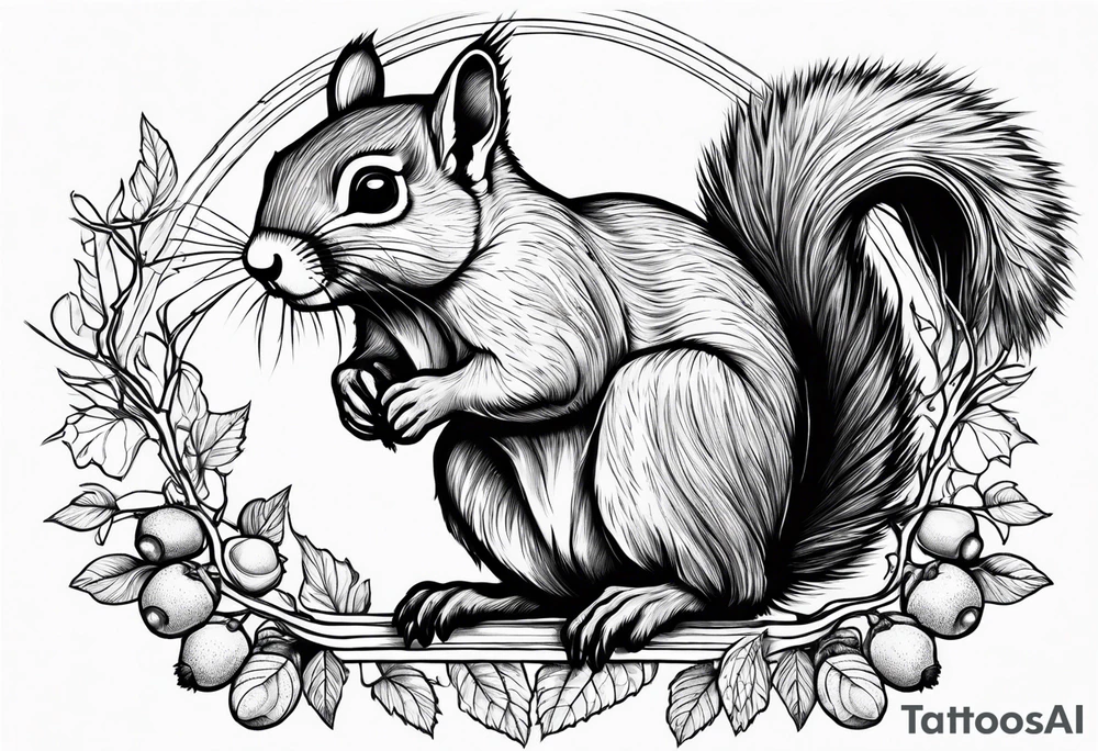Angel squirrel carrying acorn tattoo idea
