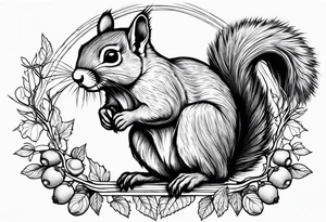 Angel squirrel carrying acorn tattoo idea