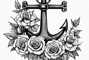 Anchor entwined with roses and thorns tattoo idea