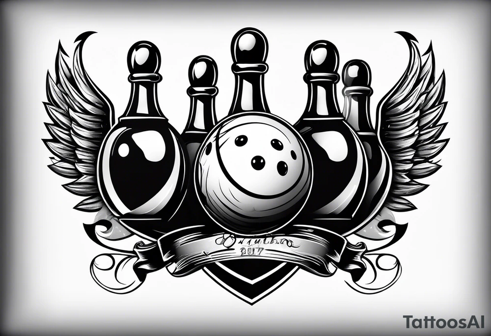 Bowling theme and family crest tattoo idea