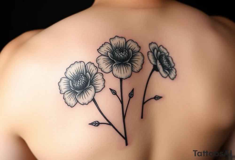 3 birthflowers tattoo idea
