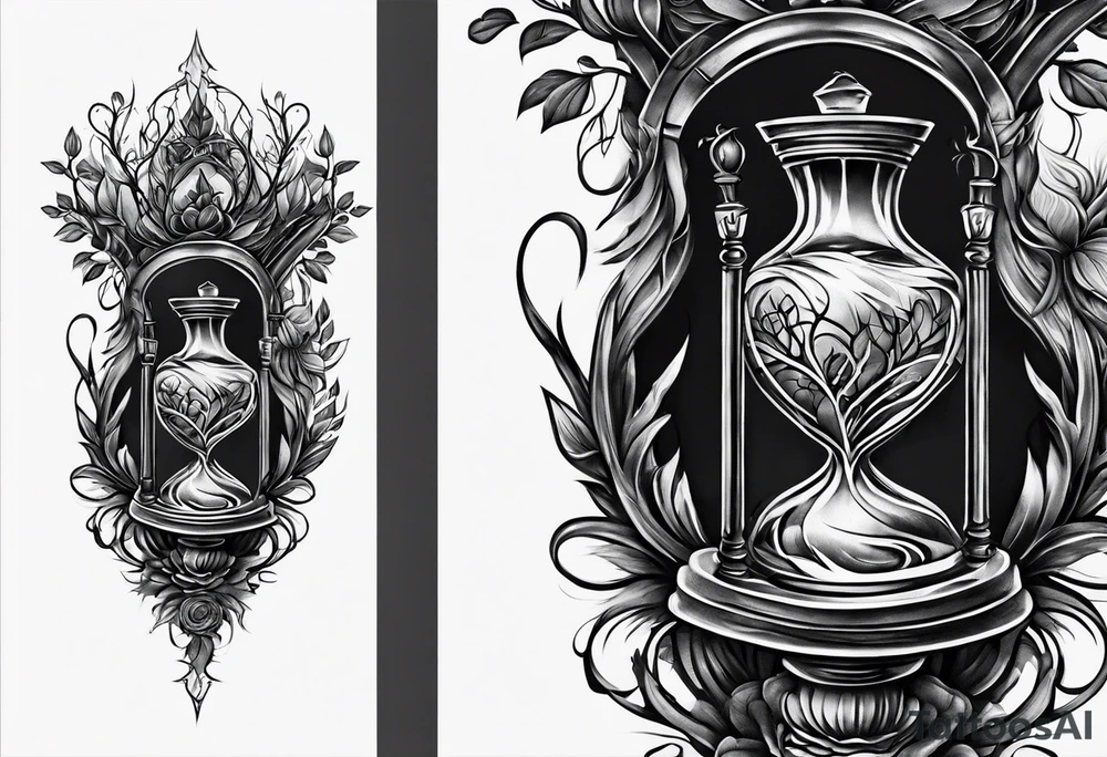 tattoo of roots wrapped around a hour glass tattoo idea