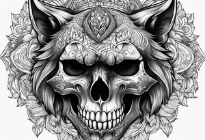 Skull with wolf tattoo idea
