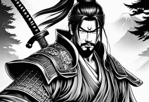 Japanese samurai sleeve tattoo idea