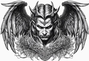Devil with angel wings aggressive tattoo idea