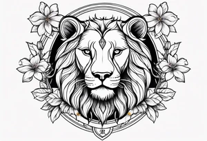 Cherry blossom with Leo zodiac sign tattoo idea