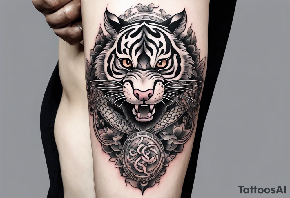 Shoulder tattoo Korean  with a Rat, pig, tiger, dog, snake tattoo idea
